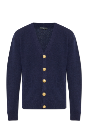 Navy blue Cardigan with embroidered logo Ami Alexandre